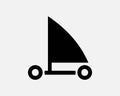 Land Sailing Icon Sail Sand Yachting DirtboatingÂ Wind Powered Vector Black White Vector